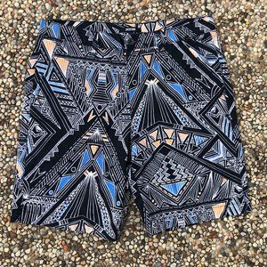 Jackson Bermuda Shorts Black Geometric Print Flat Front Cotton Men's Size 32